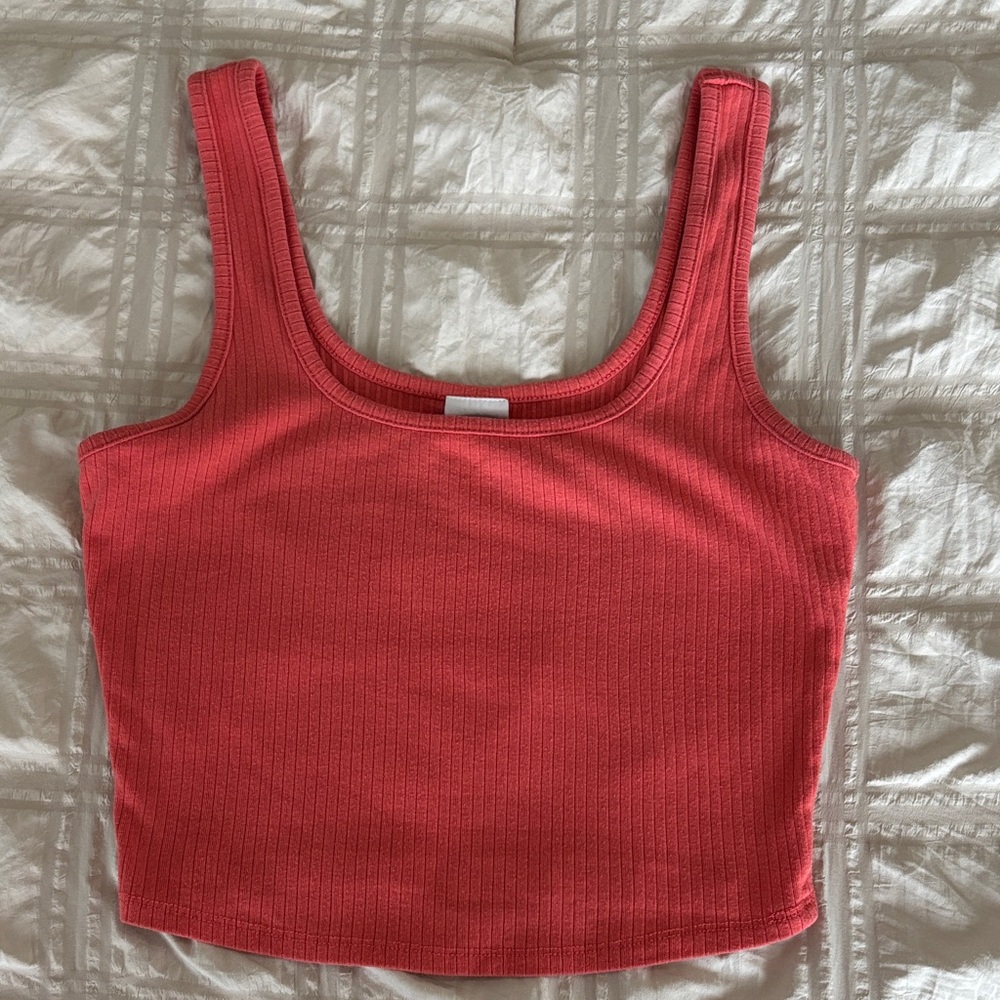 Destined Coral Ribbed Tank Top